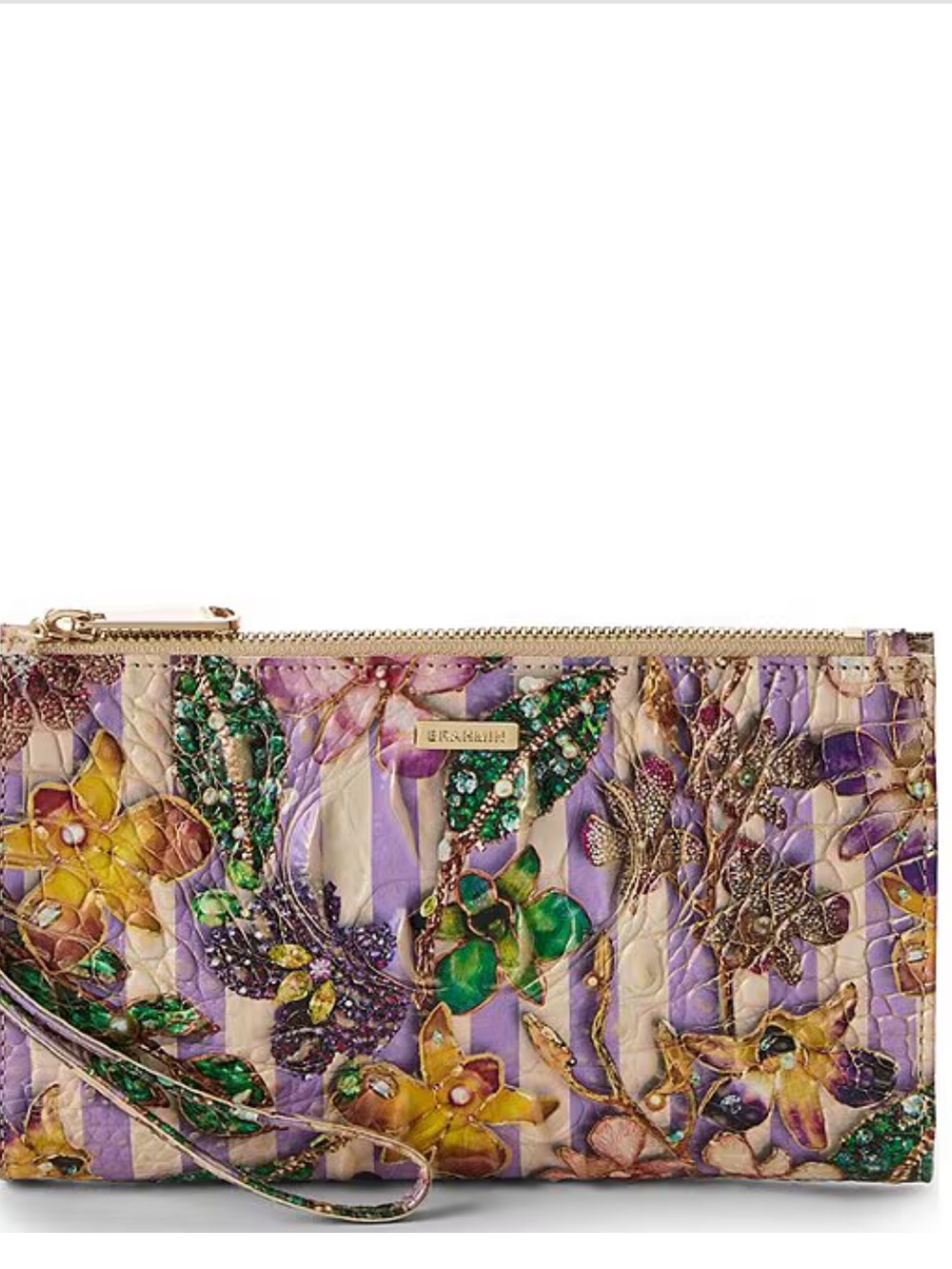 BRAHMIN Pinstripe Petals Melbourne Collection Daisy Wristlet